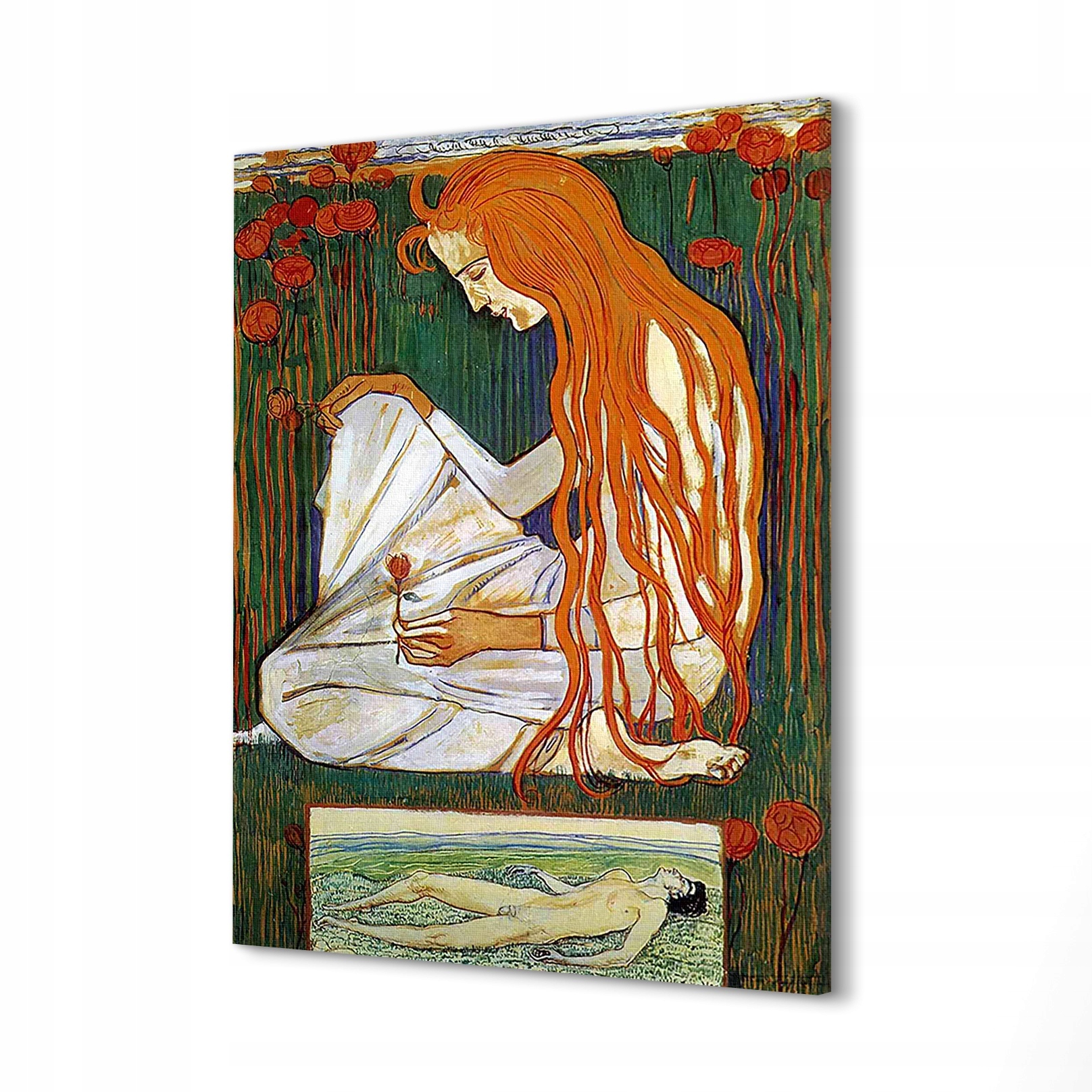 Výtisk na plátně 60x80 Dlouhovlasá rudá žena