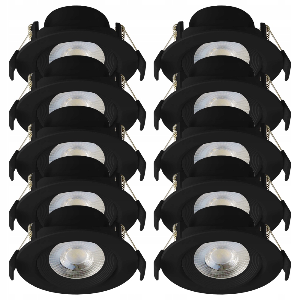 Kulaté Stropní Svítidlo Led Lampa Zapuštěná Výklopná 230V 7W IP44 Černá 3 Barvy Cct