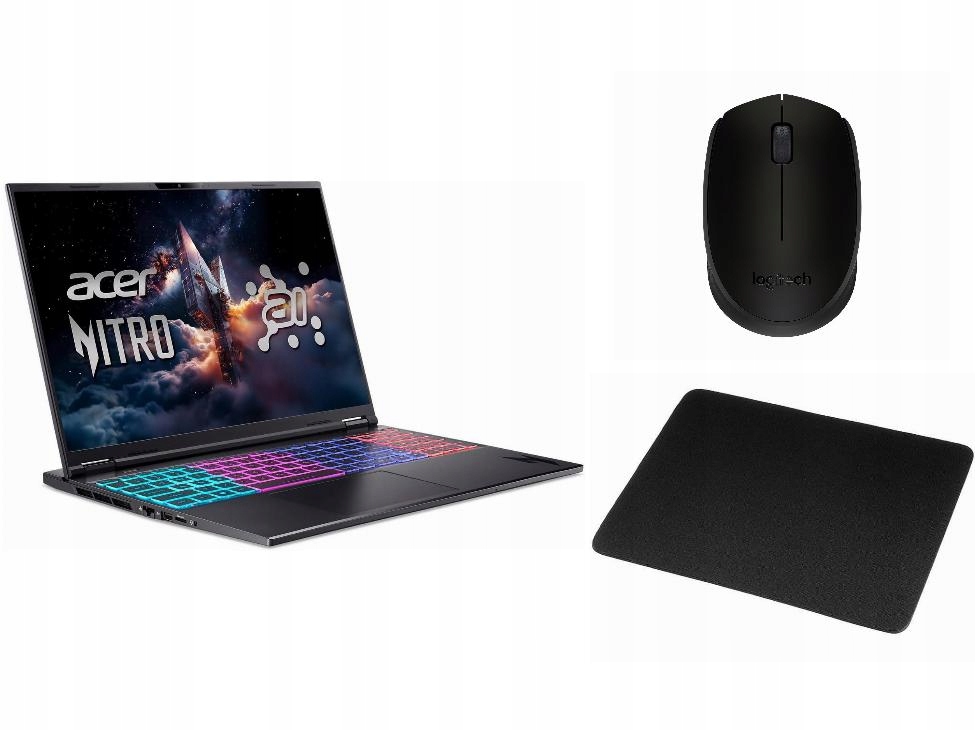 Acer Nitro 16S AI AN16S-61 16" 180Hz Ryzen AI 9 365 16GB RAM 1TB Dysk SSD RTX5070Ti DLSS4 Czarny Funkcje AI
