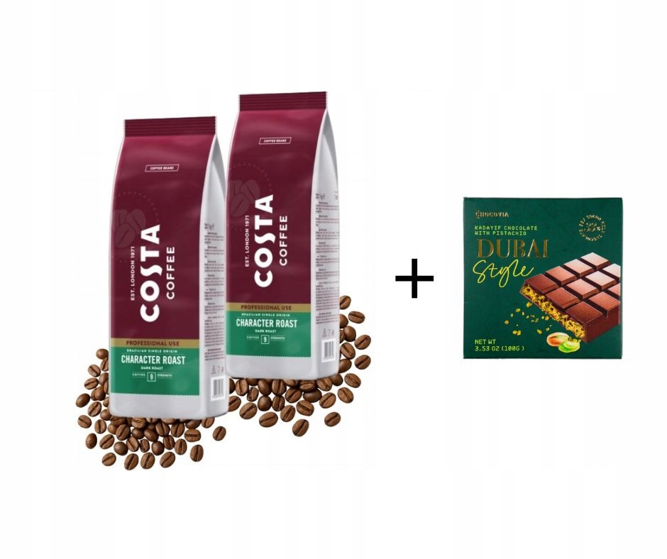 Levně Káva zrnková Costa Pro Brazilian 2x1 kg Čokoláda s pistáciemi 100 g