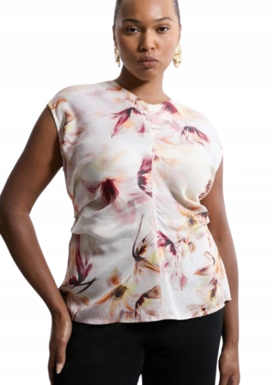 Karen Millen Dámská Halenka Bez Rukávů S Květinovým Vzorem Plus Size 46 B1F