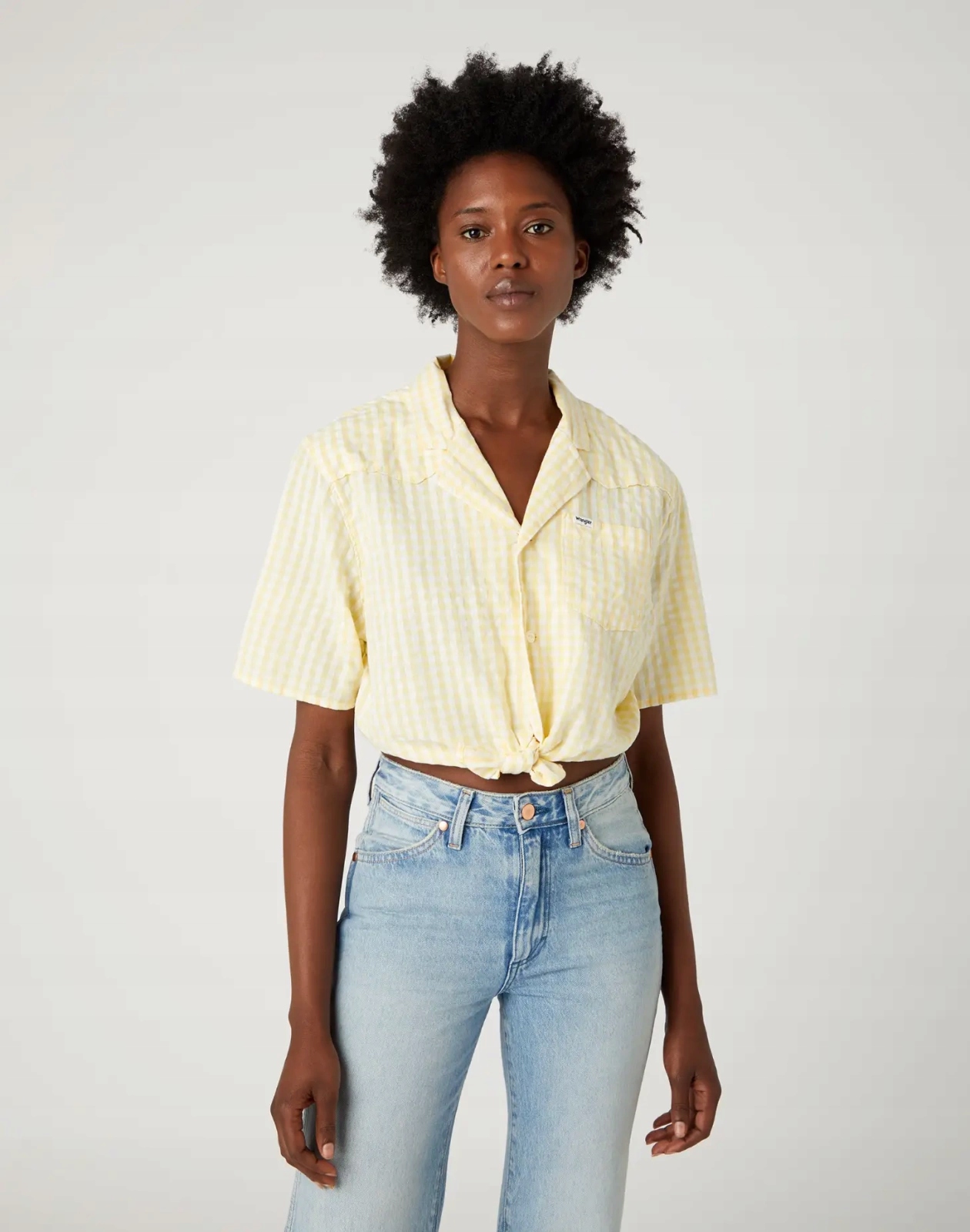 Džínová košile Wrangler Tie Resort Shirt Pale Banana W5Q45PY37 Xs
