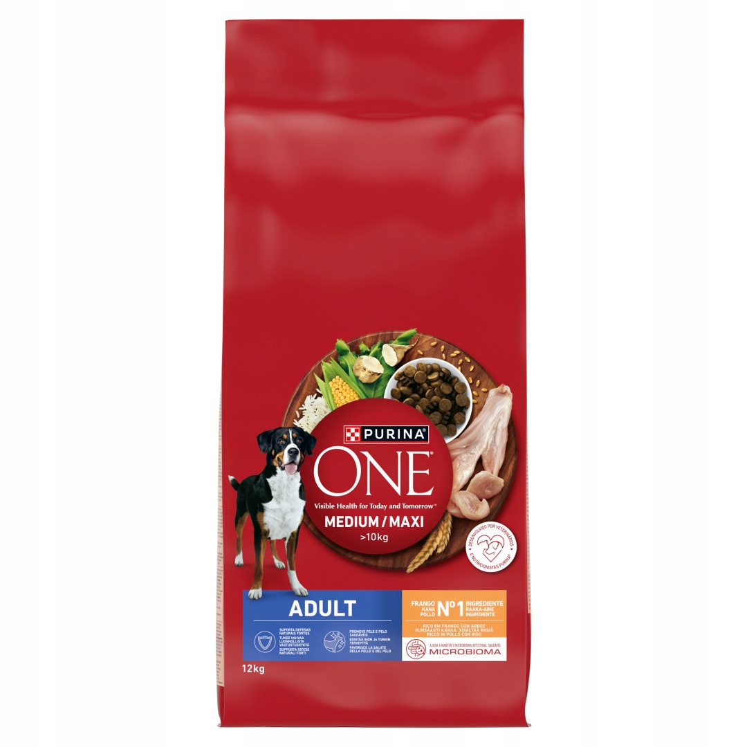 Levně Purina One Adult Medium/Maxi 12kg Suché Krmivo pro psy Kuře s rýží