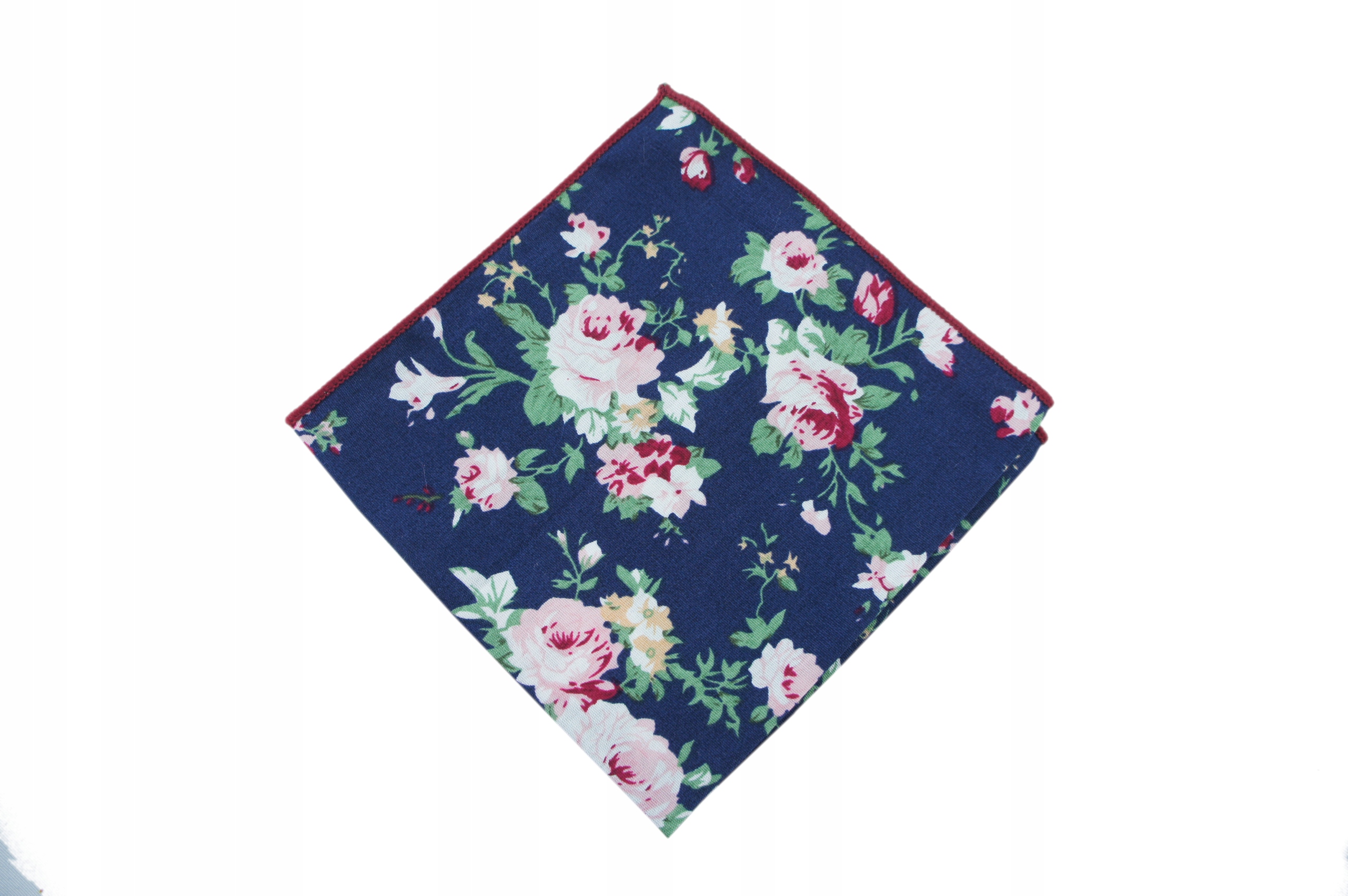 Granatowa Poszetka do kieszonki w KWIATY kwiatki W RÓŻE