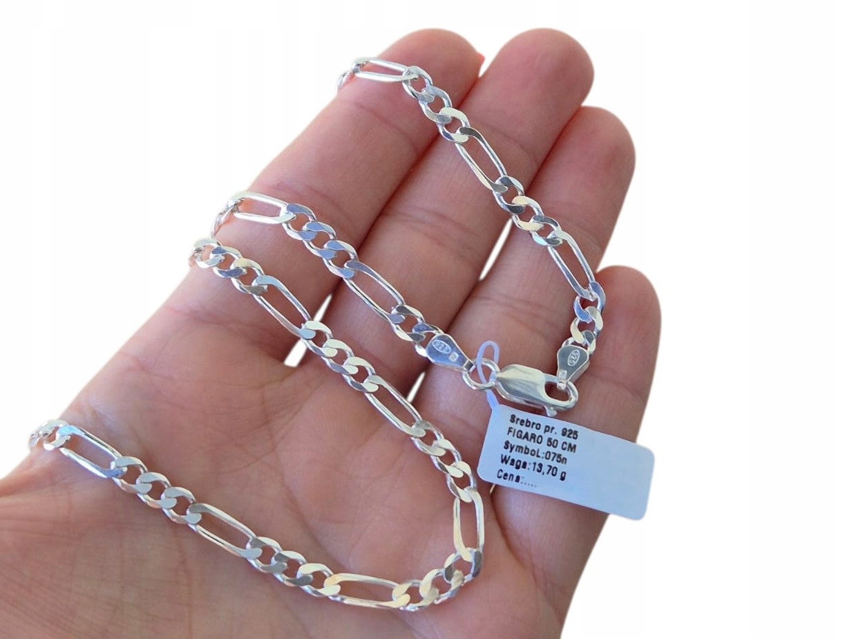 Figaro Řetízek Pánský Stříbrný 50 CM 5,3 MM Řetěz Stříbro Ze Stříbra Pr 925