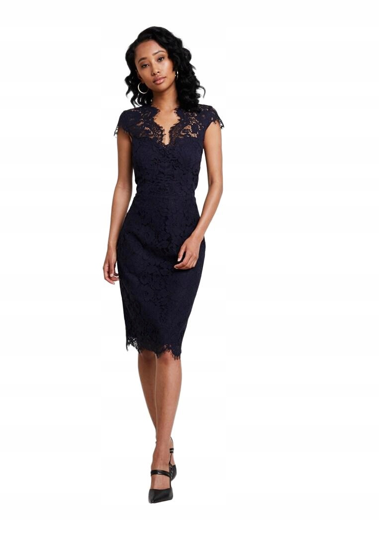 Ivy & Oak Šaty MIDI Tmavě Modrá Krajka 38/M Šm 38