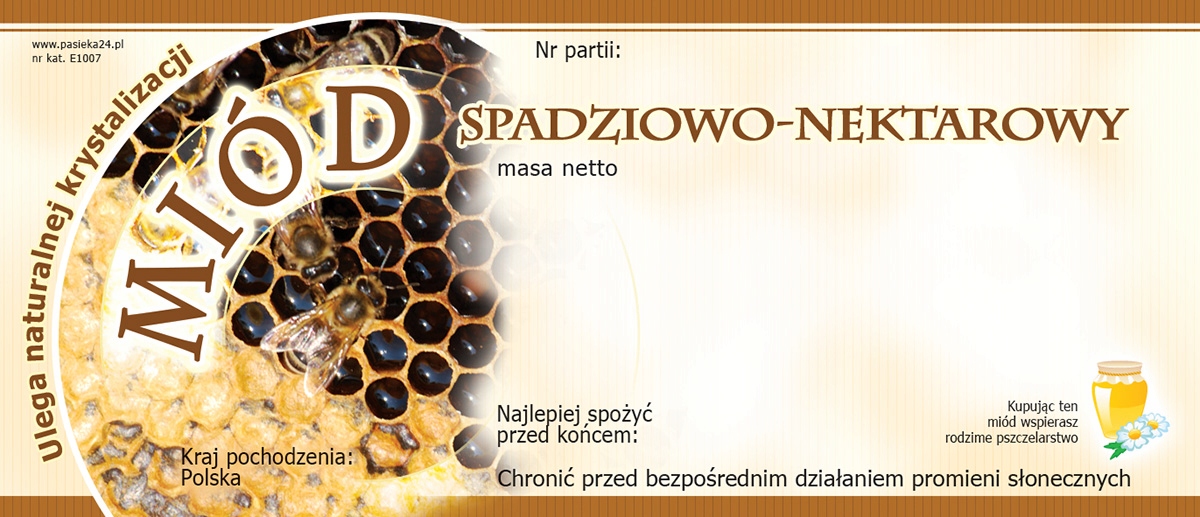 

Etykiety na Miód Spadziowo-Nektarowy wzór E1007