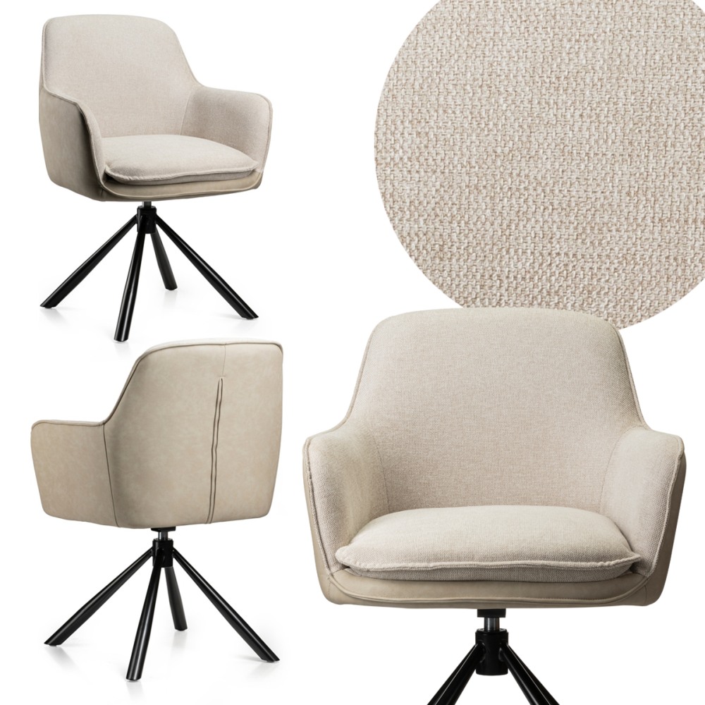 Stolička Ciano krémová s autom späť moderná čalúnená ekokoža loft