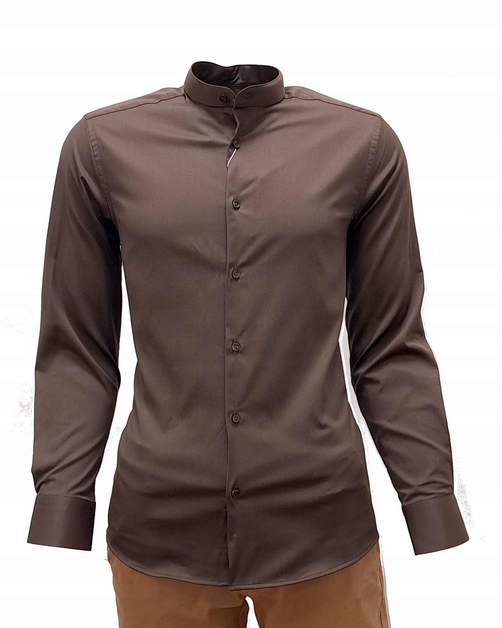 Pánská slim business košile elegantní, přiléhavá, čokoládově hnědá, L