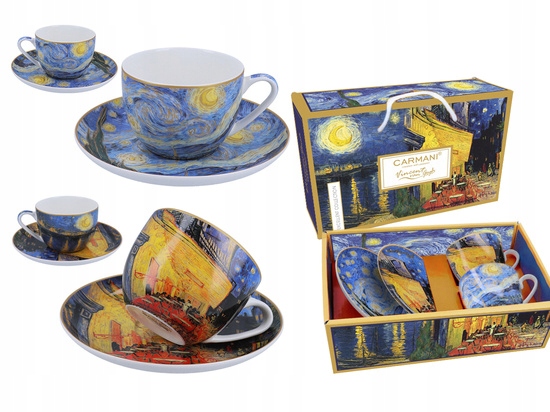 2 šálky v porcelánové krabičce Gogh terasa noc