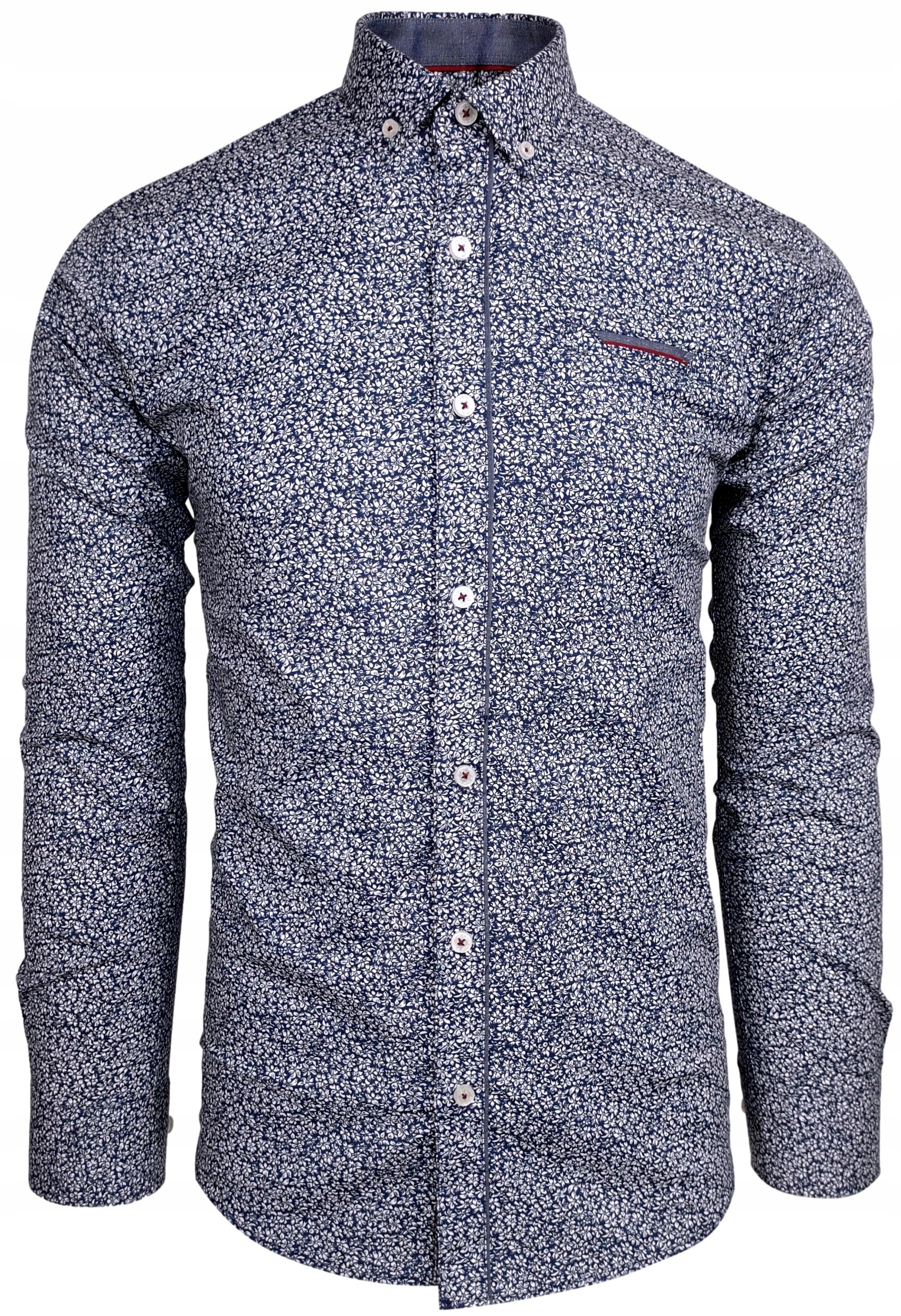

Koszula Męska We Wzorki _ Slim Fit _ EN215 r. XL