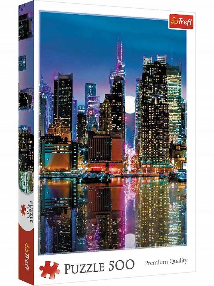 PUZZLE 500 EL KSIĘŻYC NAD MANHATTANEM WIEŻOWCE NOCĄ TREFL