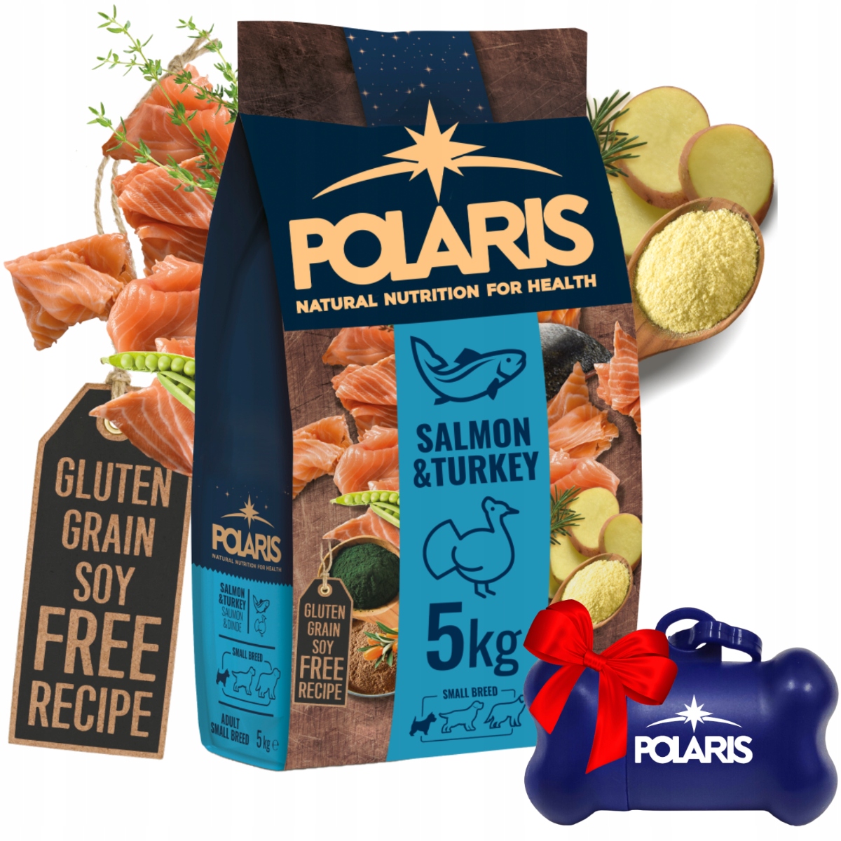 Sucha Karma Dla Dorosłych Psów Małych Ras Polaris Łosoś Indyk 5KG Bez Zbóż