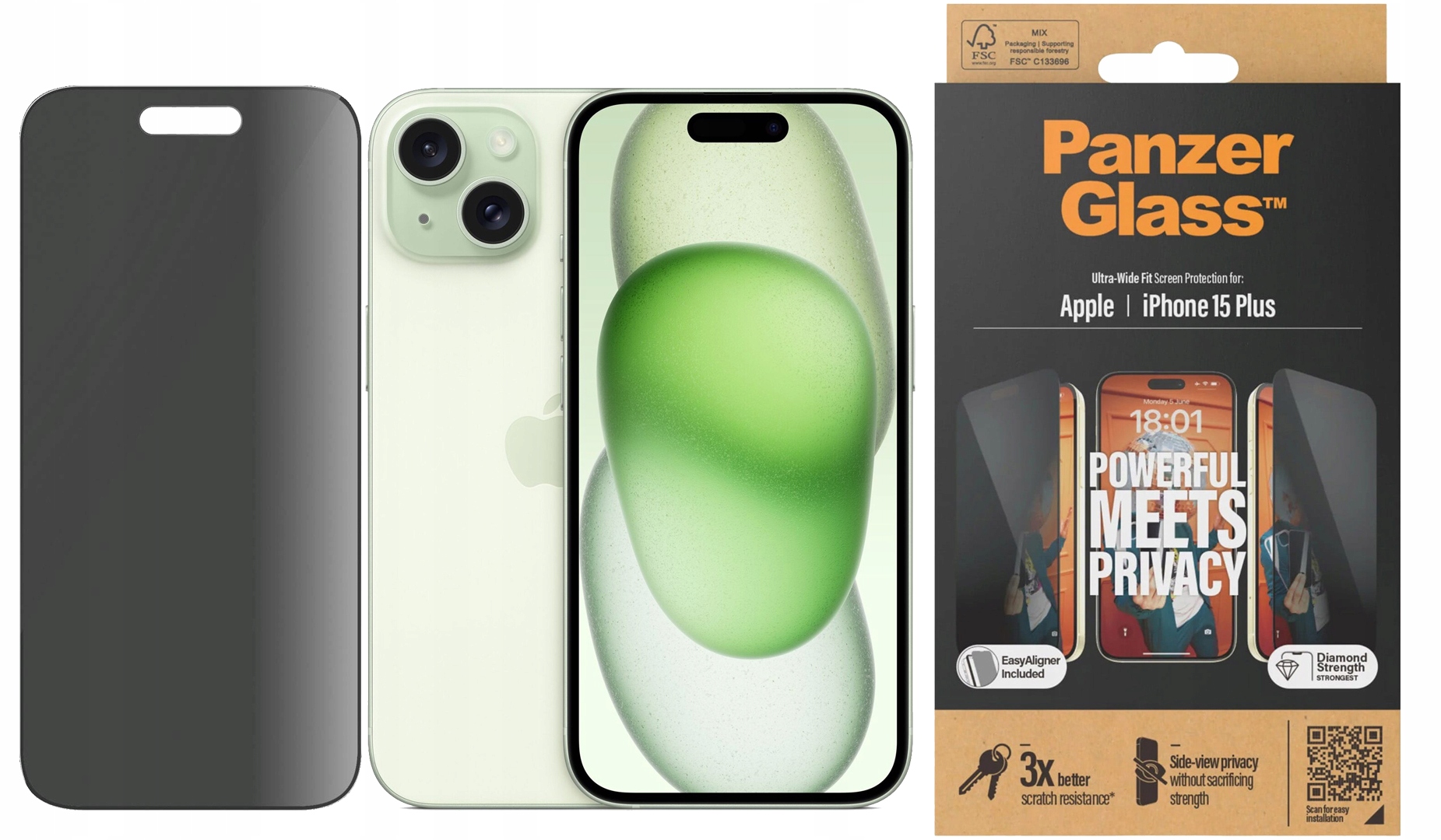 PanzerGlass Sklo Ultra-Wide Fit Privacy pro iPhone 15 Plus