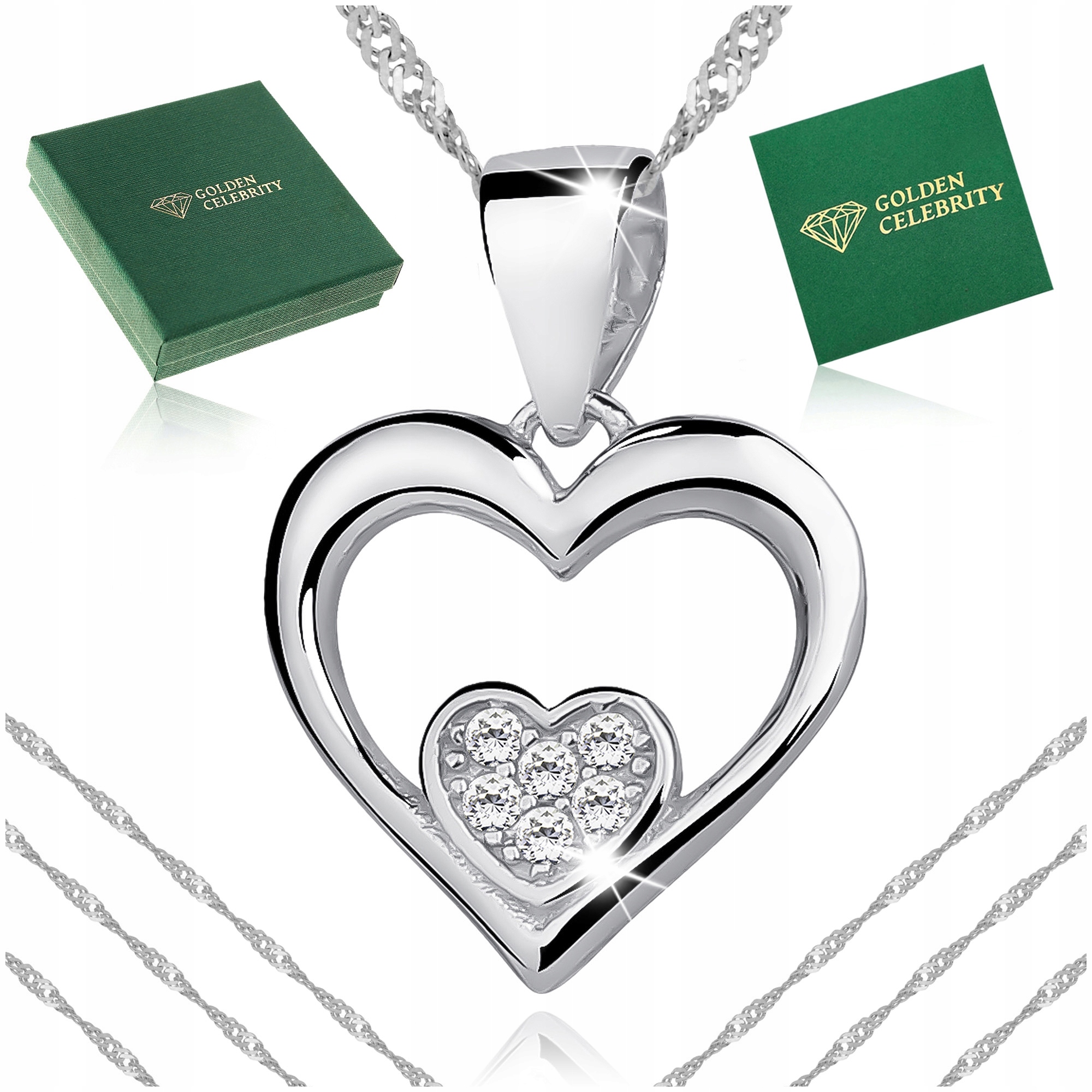 Stříbrný Řetízek Se Srdíčkem Ryzost 925 Se Zirkony Jako Dárek Věnování