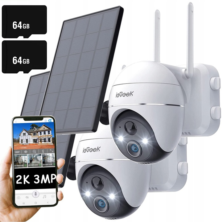 2ks Venkovní Otočná Solární Kamera 2K WiFi Ip 4X Zoom Baterie Kamery