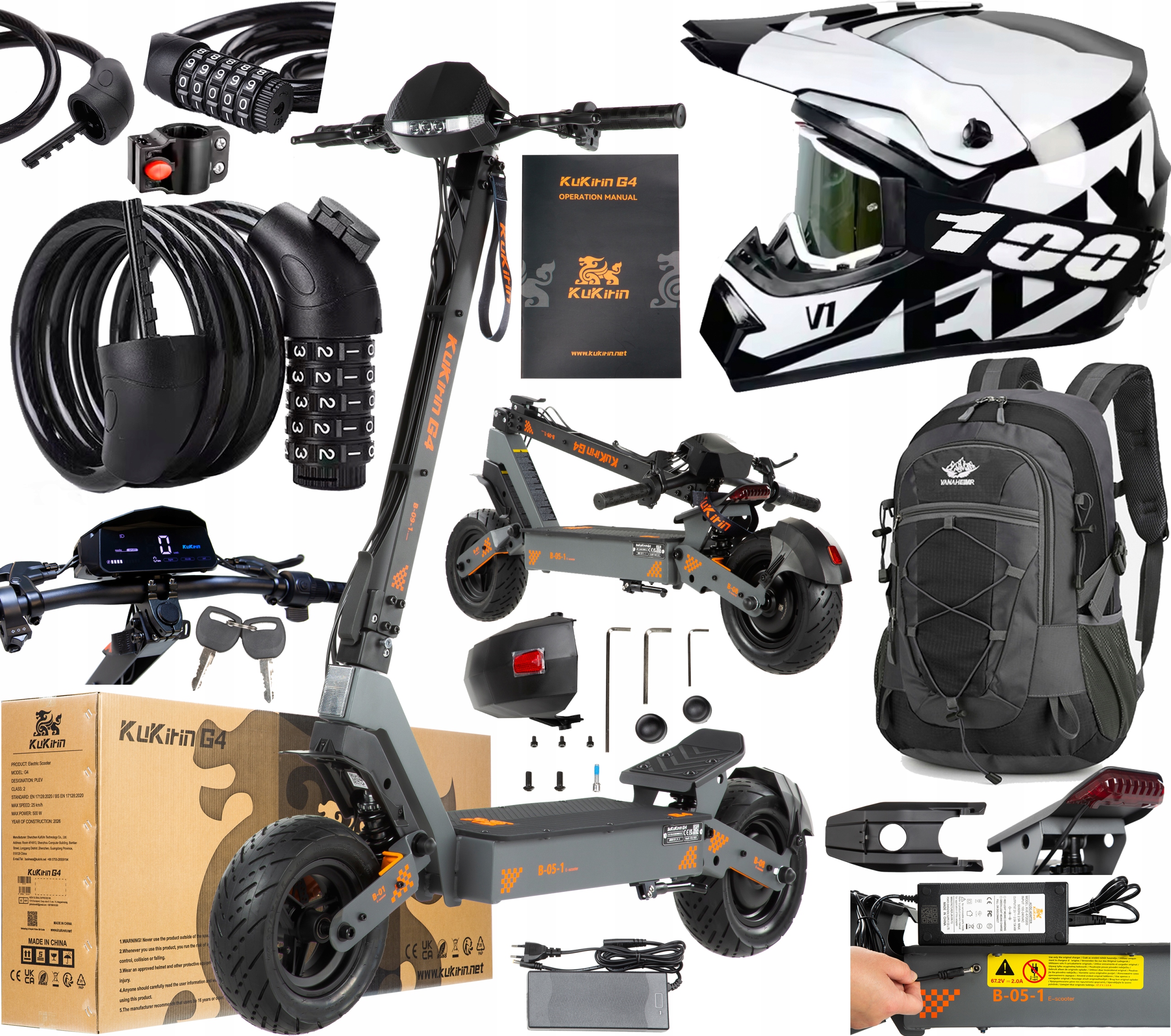 2026 KuKirin G4 Pojazdy elektryczne 2000W 60V 20Ah 70KM/H 75KM 11" +Prezent