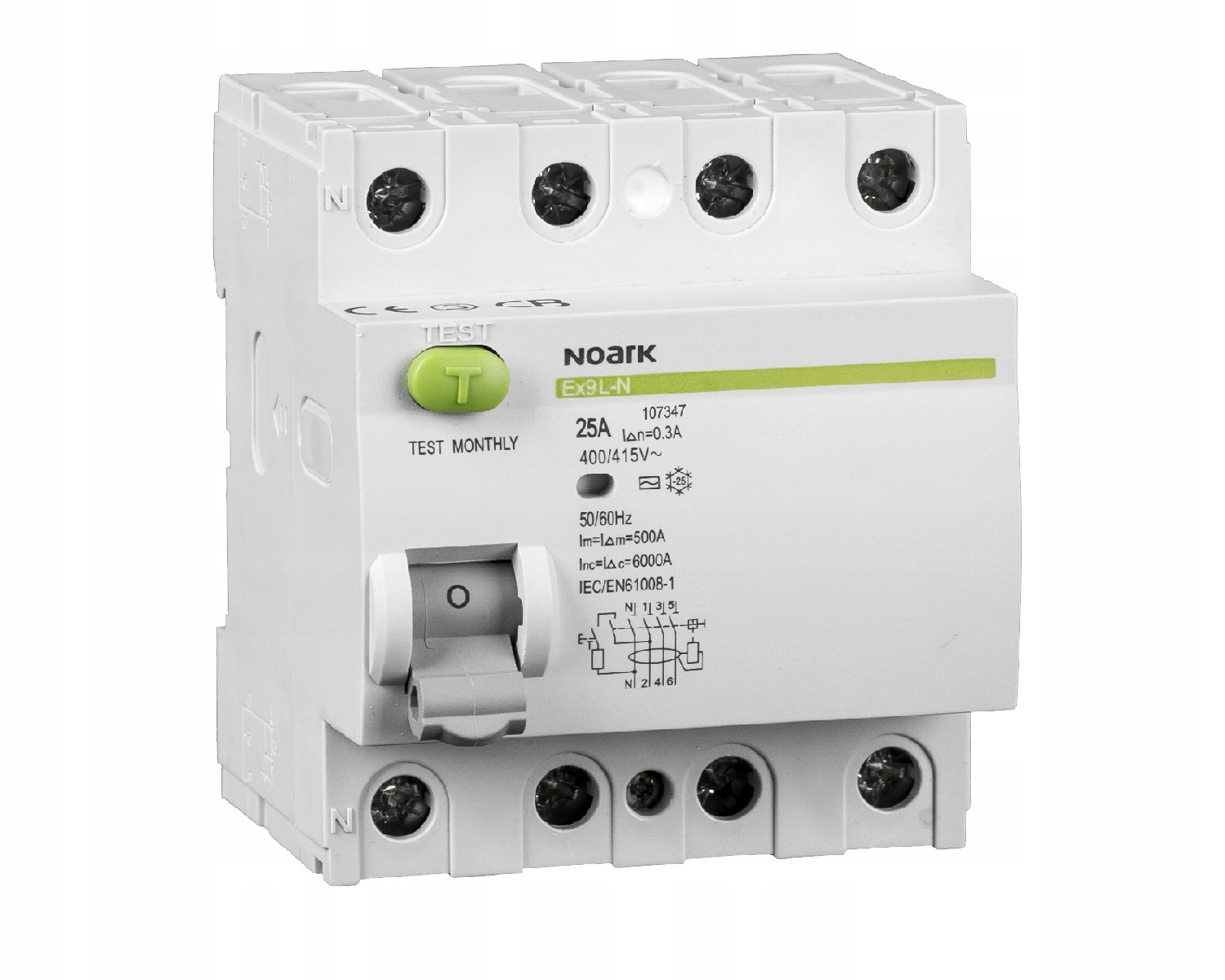 Noark Wyłącznik różnicowo-prądowy 4P 63A 100mA Ac 108337