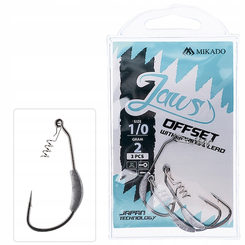 Haki z wkrętem Mikado Jaws Offset 5/0 10g - 3szt.