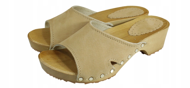 Beżowe drewniaki damskie D10 36 Rozmiar 36