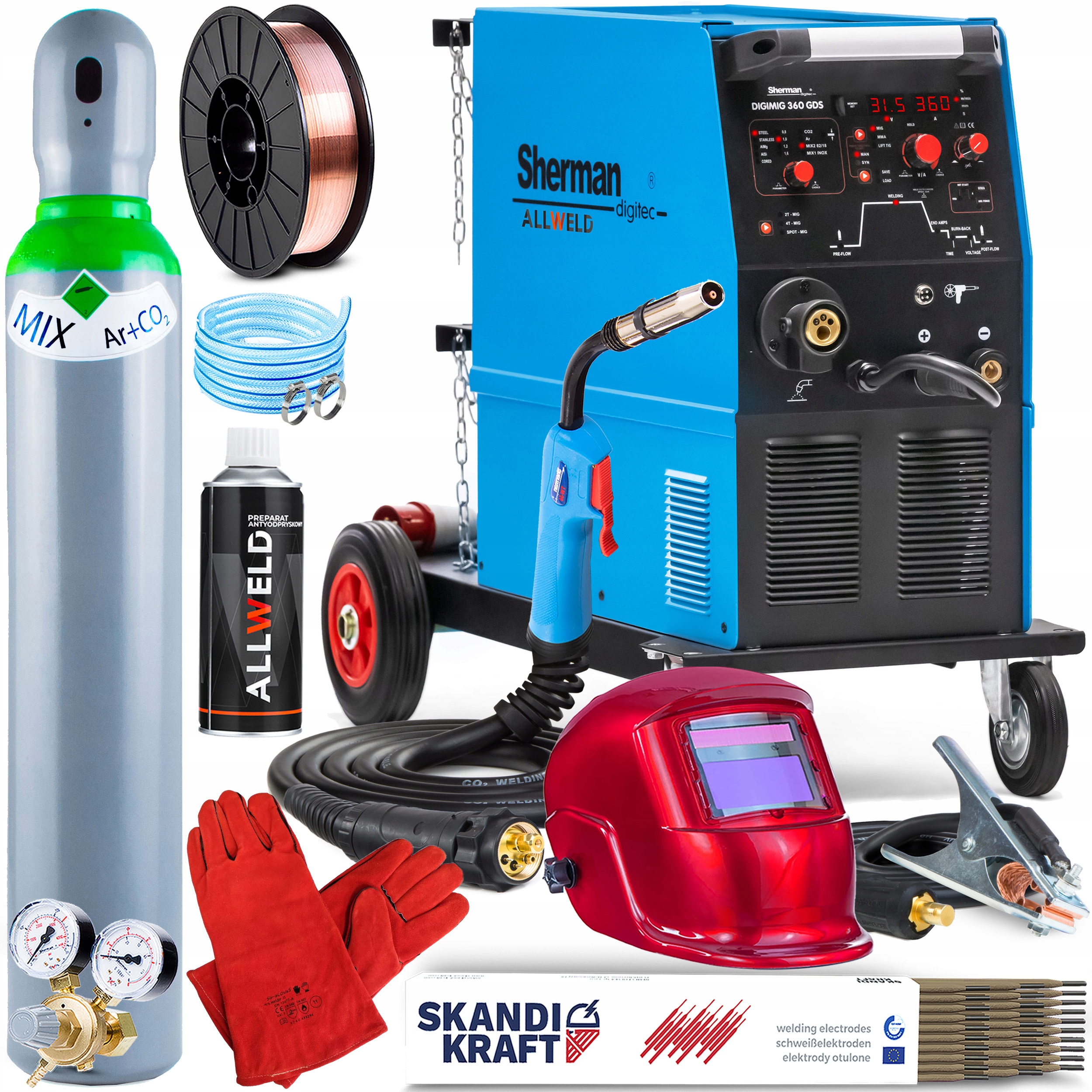 Poloautomatický Svařovací Stroj Sherman Digimig 360 Gds Mig Mma Tig 400V 360A 3V1