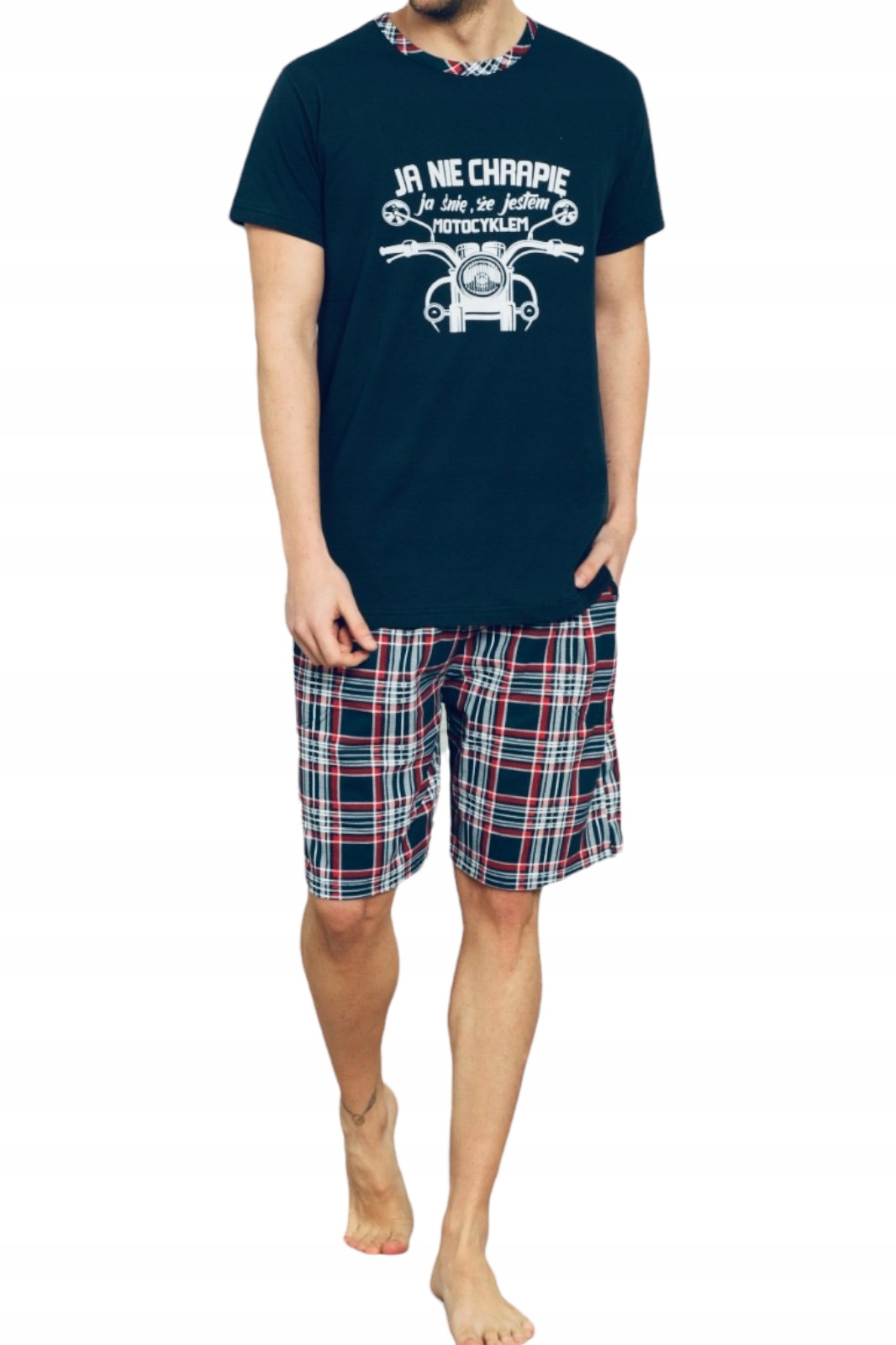 PIŻAMA MĘSKA JA NIE CHRAPIĘ KROTKI RĘKAW SZORTY Rozmiar L