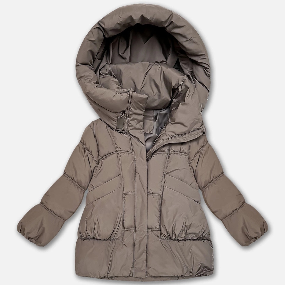 Volná Bunda S Kapucí B8539 Světle Hnědá XXL (44)