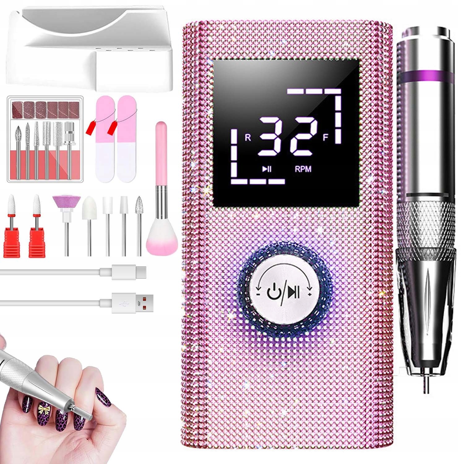 Elektrická Bruska Na Nehty Usb 45000 U/min Manikúra Pedikúra Sada