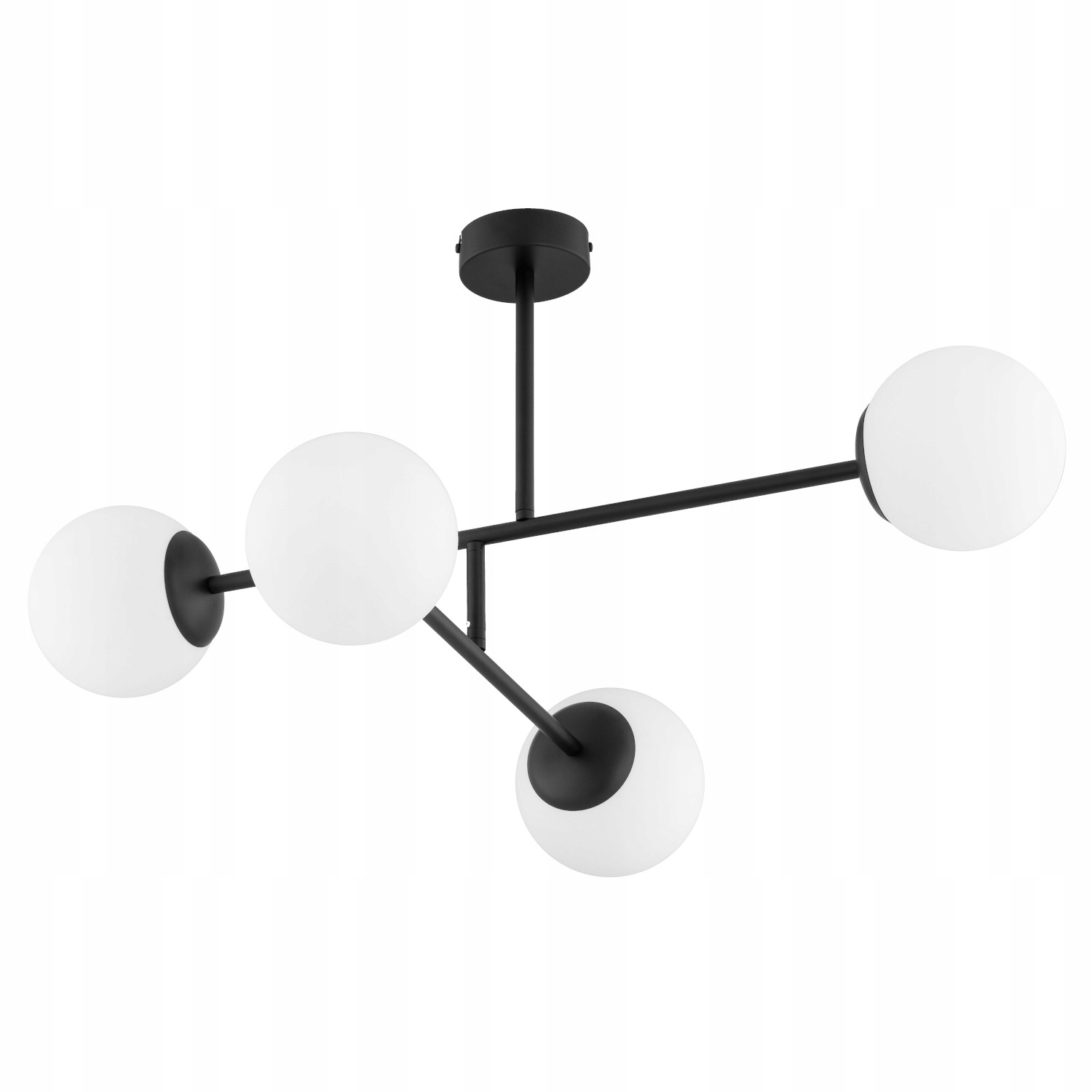 Čierna stropná lampa s molekulami, biele sklenené gule 4xE14 10W Dilon Alfa