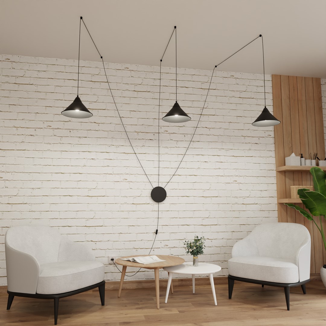 Emibig Lustr Abramo 3xE27 Černá Závěsná lampa Reg. Výška