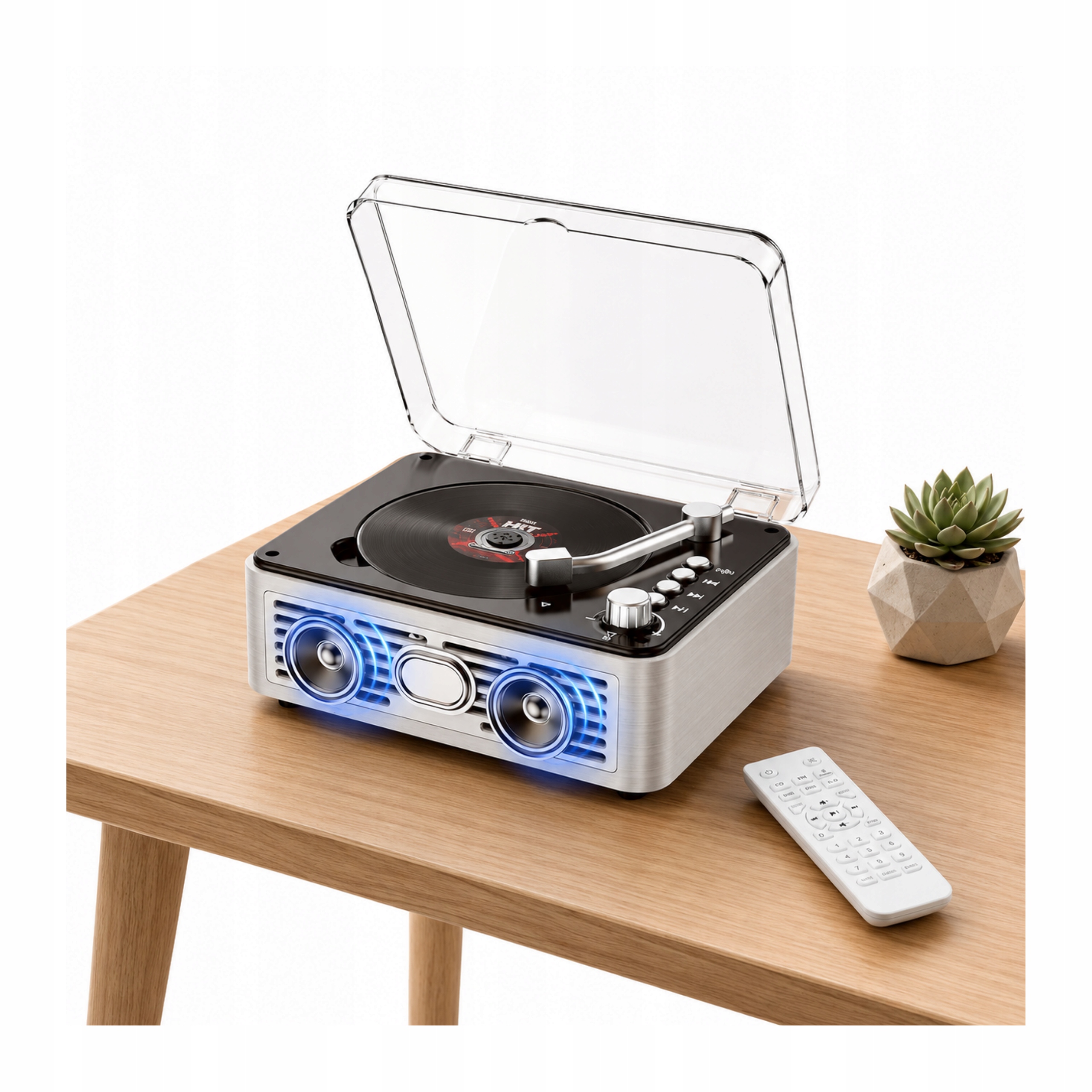 Przenośny odtwarzacz CD Bluetooth, Retro, Radio Fm, Głośniki Hi-Fi, Pilot