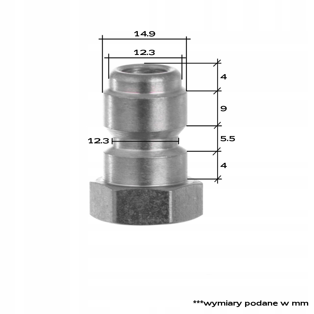 Szybkozłącze wtyk gwint 3/8 do myjki INOX wtyczka Typ adapter