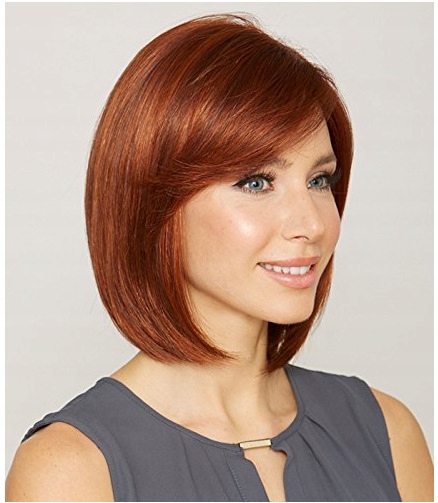 PERUKA WŁOSY RUDE KASZTANOWE GRZYWKA PROSTE BOB NA SIATCE W98 Marka Korbi