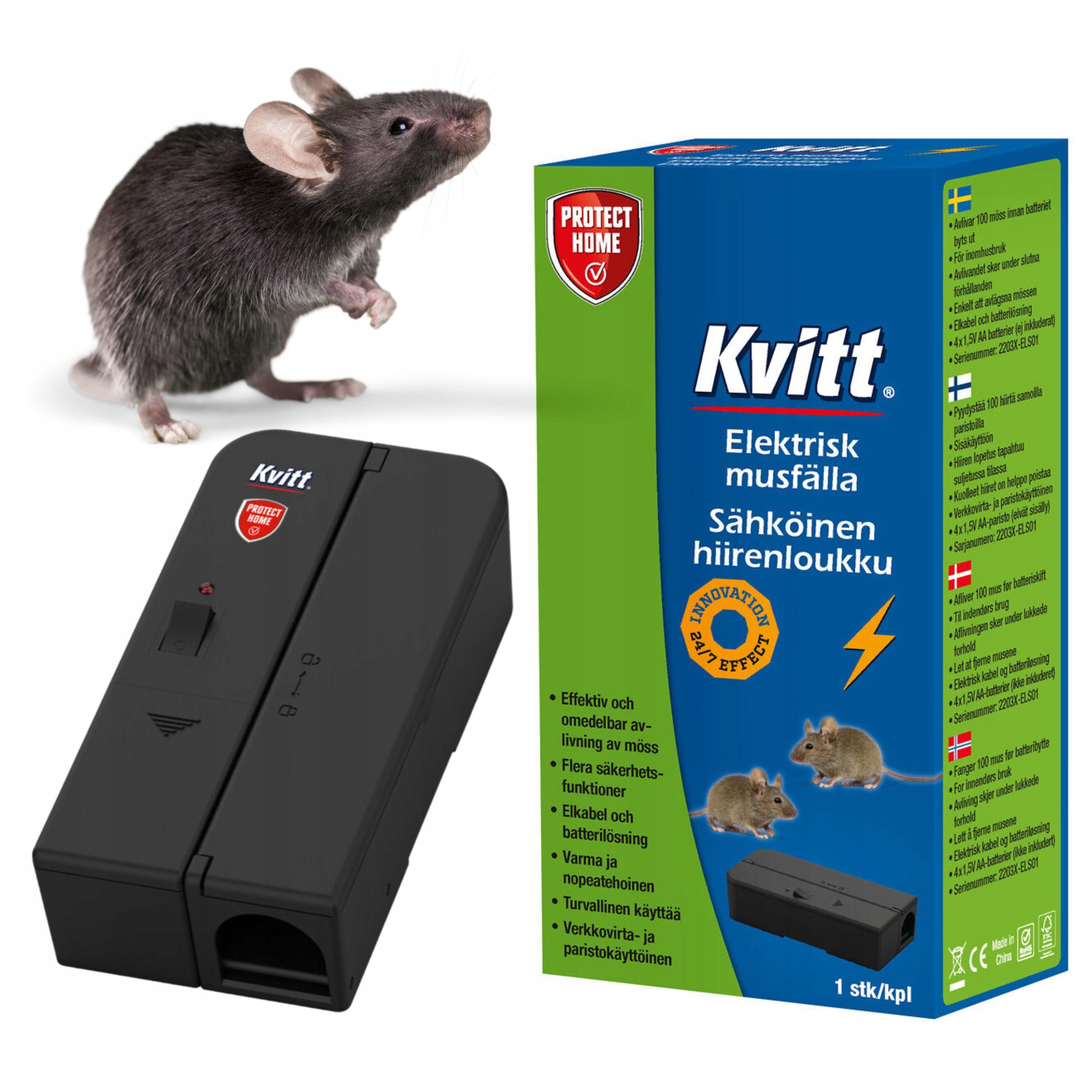 Elektryczna Pułapka na Myszy Gryzonie Skuteczna i Humanitarna 1szt. Kvitt