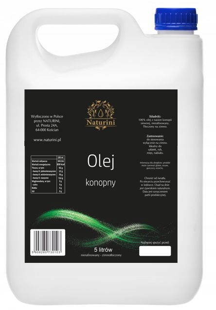 Levně Konopný olej z konopí setého Nerafinovaný, lisovaný za studena kanystr 5 l