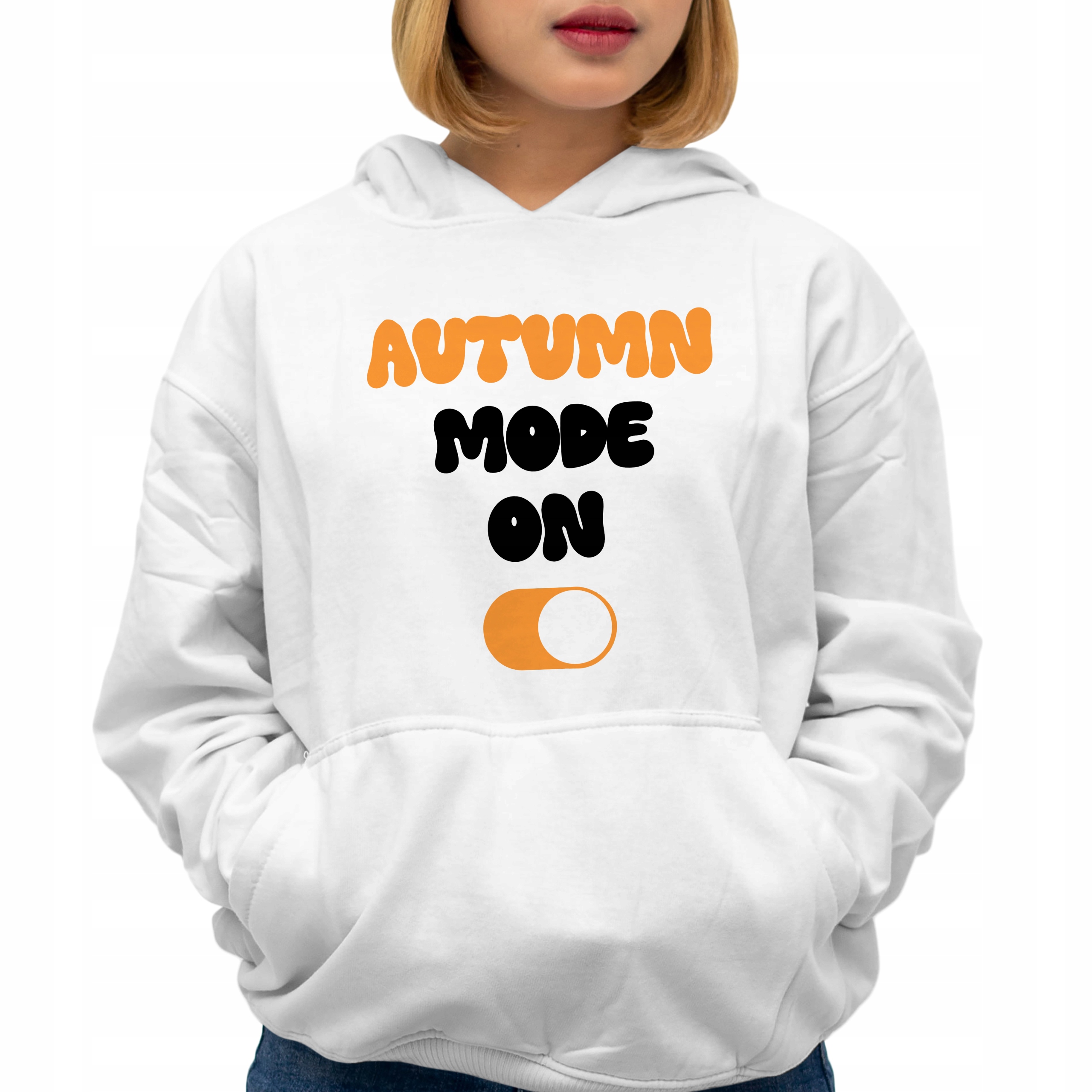 Dámská Mikina Bílá S Kapucí Autumn Mode On pro Podzimníka Vzory Velikost M