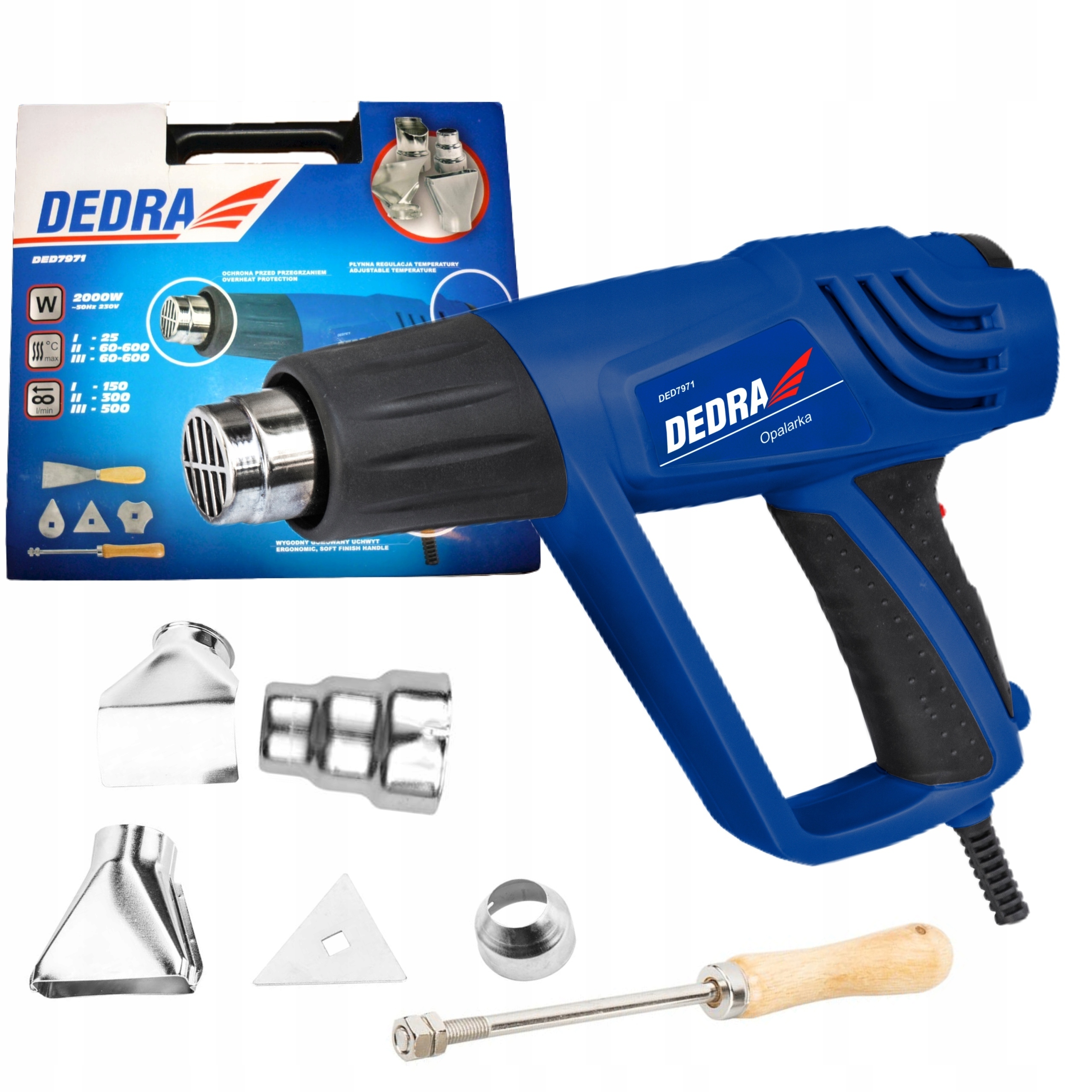DEDRA OPALARKA 2000W 60-600°C 150-500L/MIN3 BIEGI