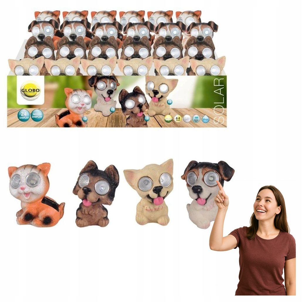 Sada x24ks Solárna Led lampa 2x0,06W Pes alebo Mačka Solar 33512-24 Globo