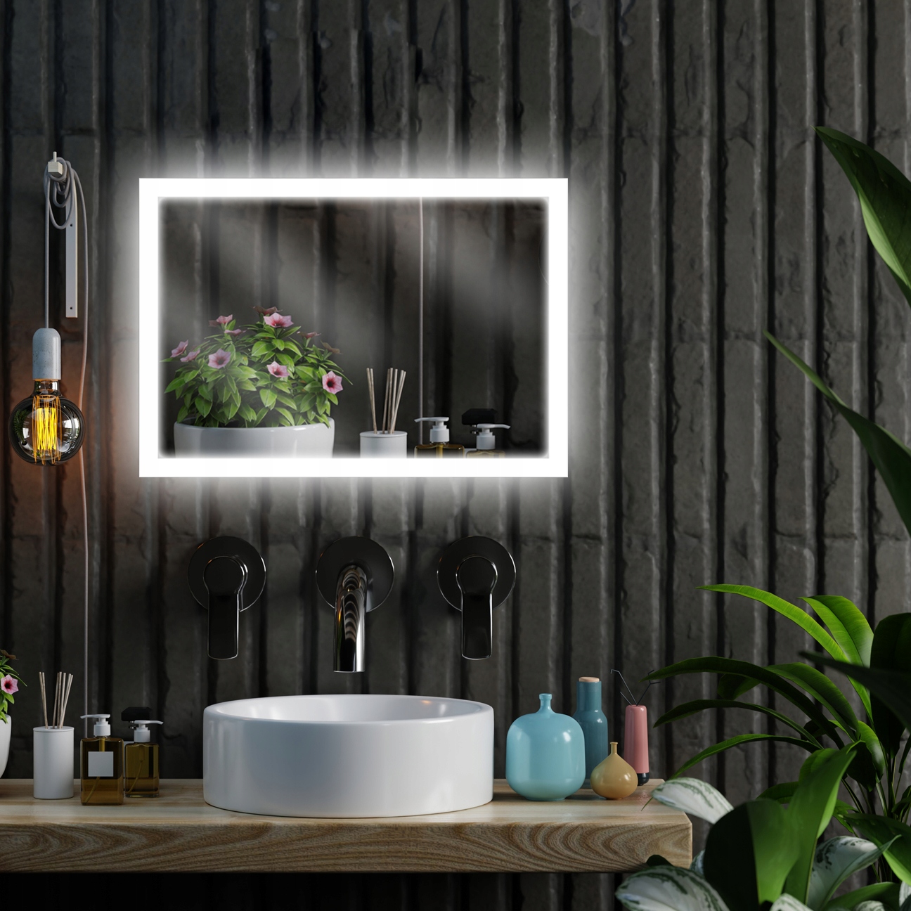 LUSTRO LED PODŚWIETLANE ŁAZIENKOWE 70x50 ATENA Marka Home & Decor Group