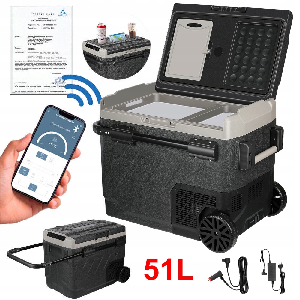 PRZENOŚNA LODÓWKA TURYSTYCZNA KOMPRESOROWA 51L 12V 24V 230V AUTO LODÓWKA APLIKACJA