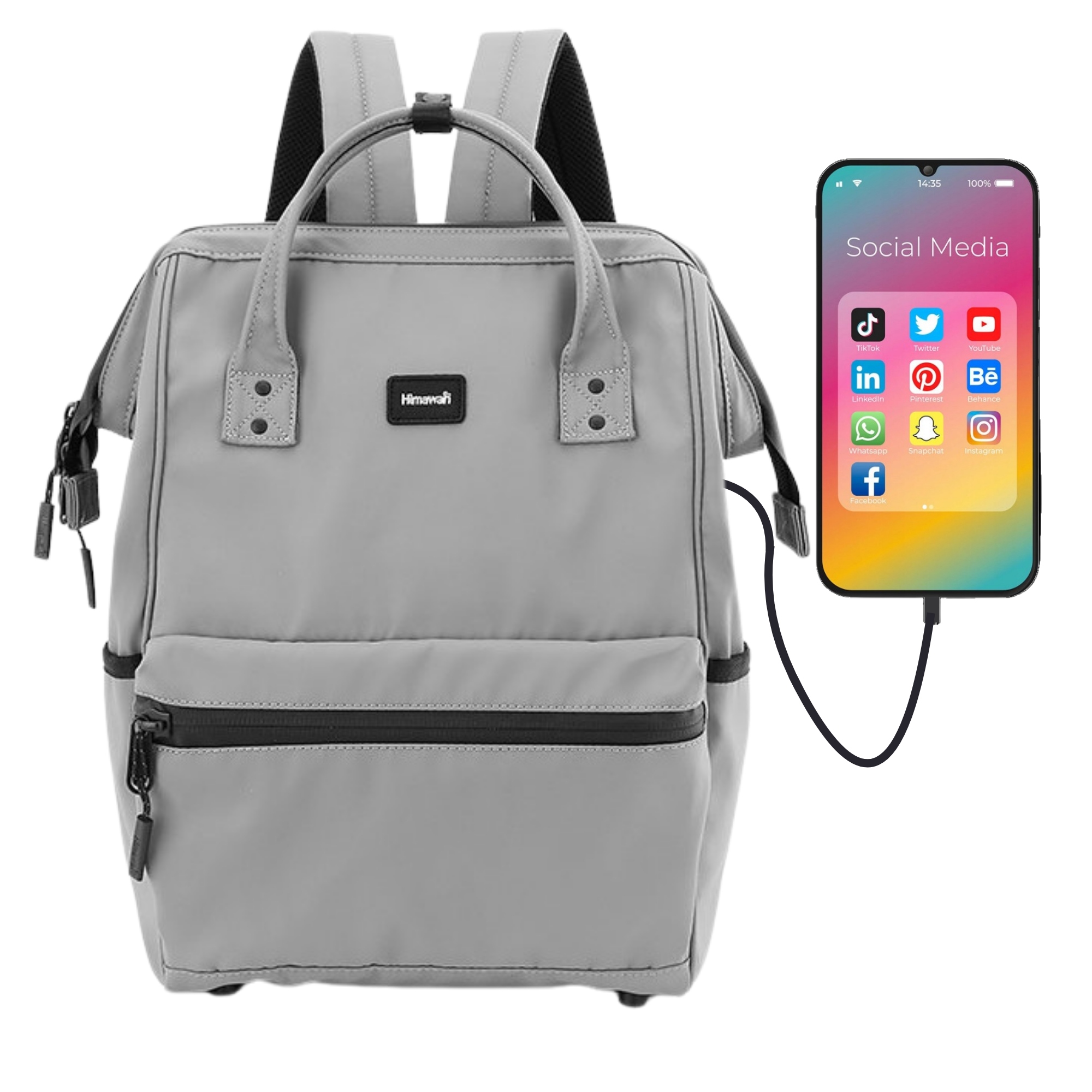 Batoh Himawari voděodolný s Usb pro notebook 40x30x20, prostorný, cestovní