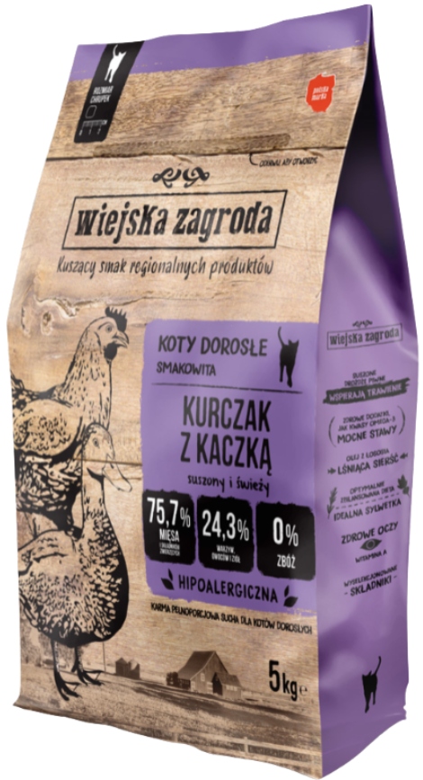 Levně Wiejska Zagroda suché krmivo pro kočky Kuře s kachnou 5 kg