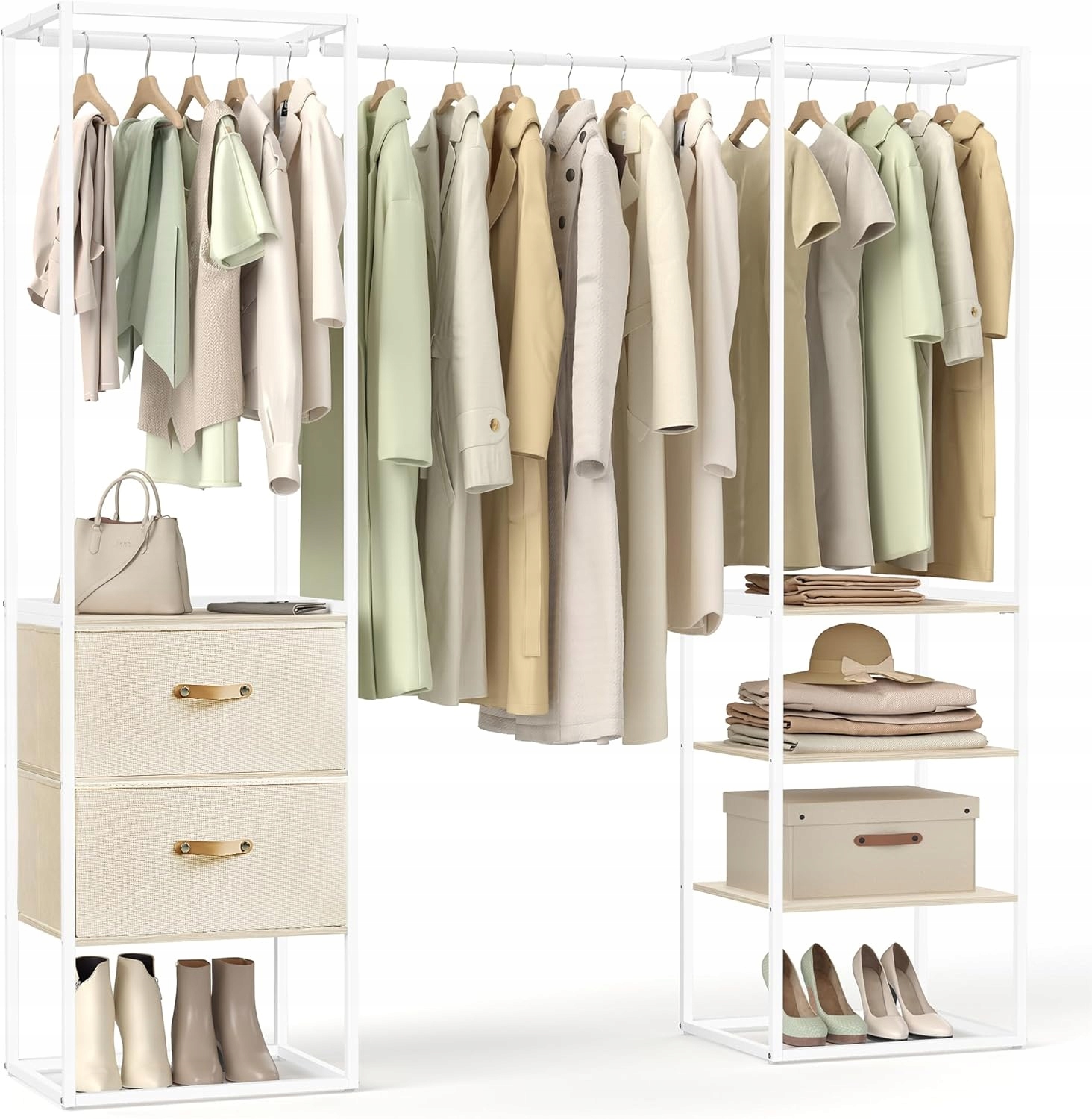 Stojanový vešiak kov Songmics biely, odtiene béžovej, Styl, Elegancia, Poriadok