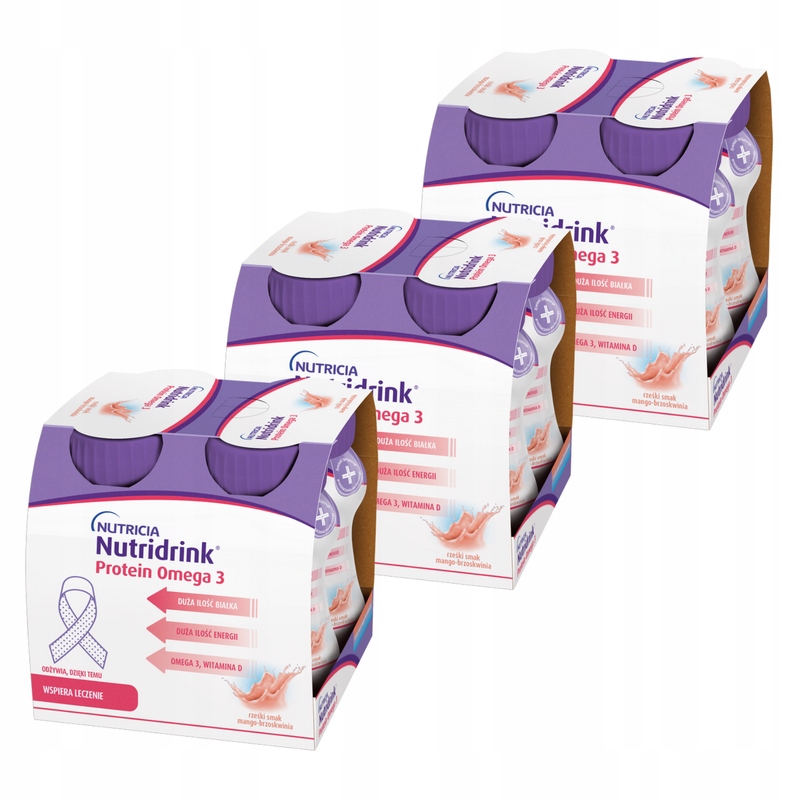 Nutridrink Protein Omega 3 (rześki sm. Mango-brzoskwinia) Zestaw 12x125ml