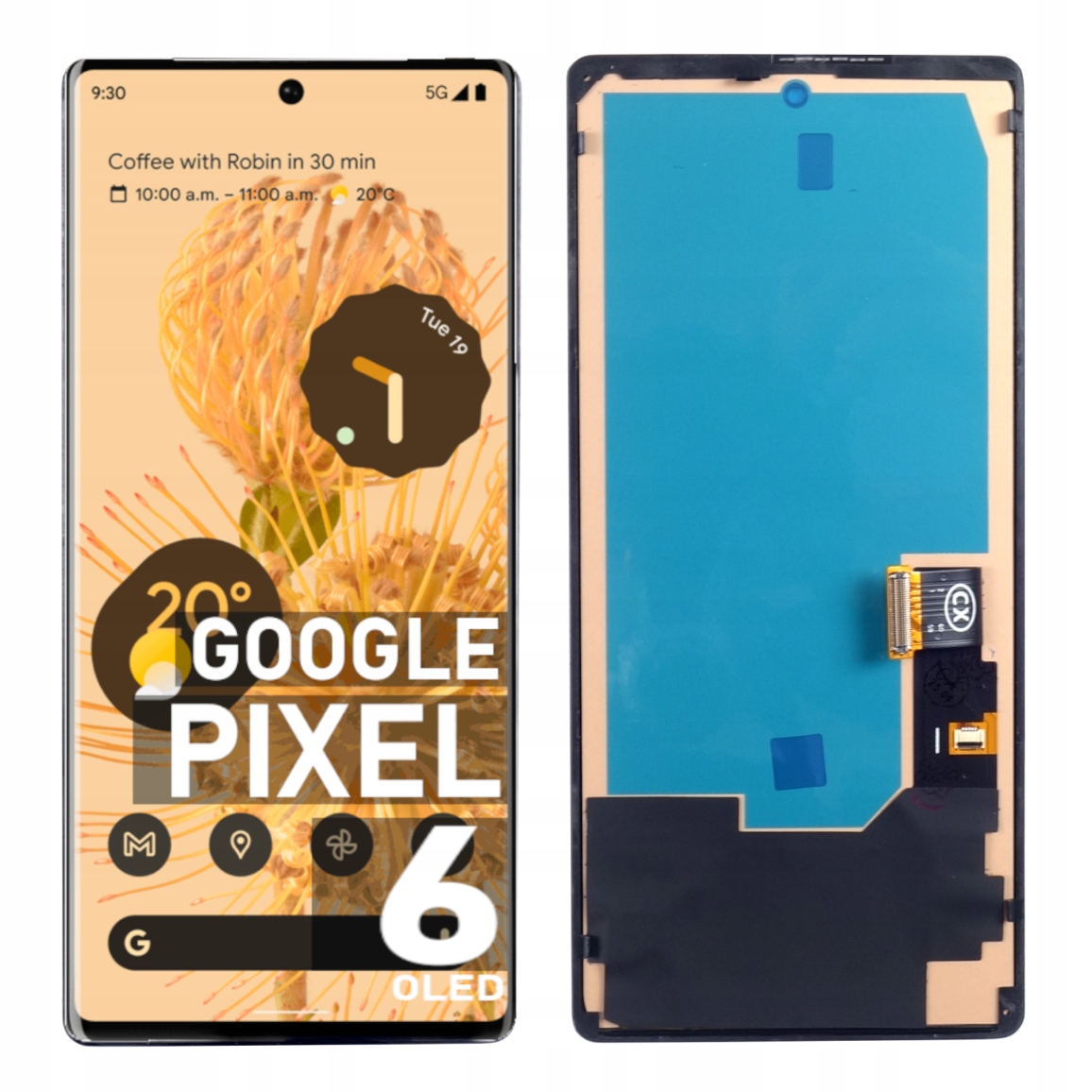 Displej Digitizer Dotykový Oled displej pro Google Pixel 6 GB7N6 Rámeček