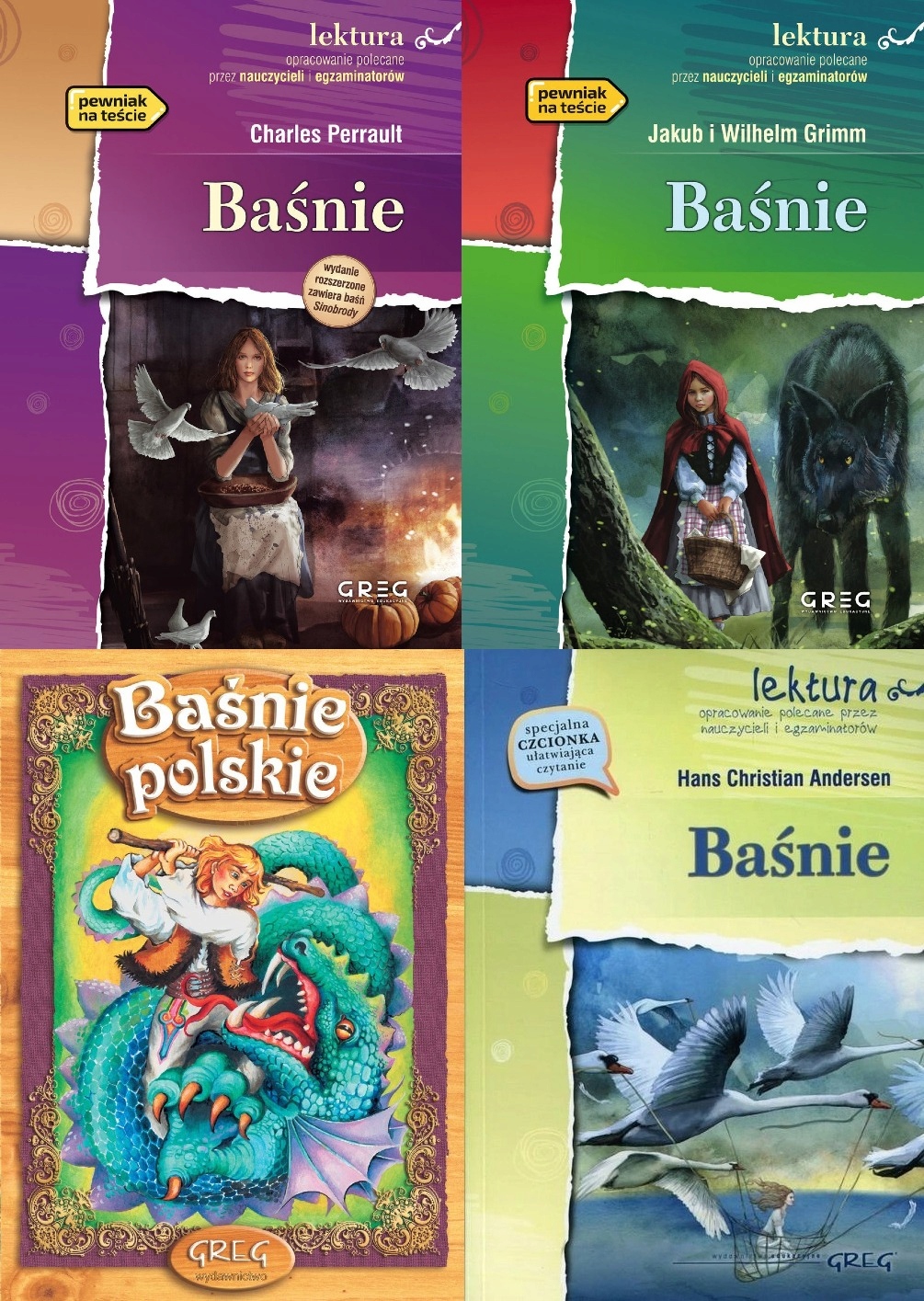 4x BAŚNIE - POLSKIE, ANDERSEN, GRIMM, PERRAULT OPR