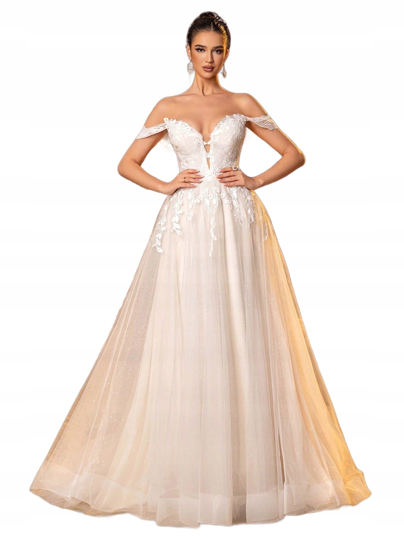 Shein Elegantní Svatební Šaty S Krajkou A Odhalenými Rameny 38 1 Ma