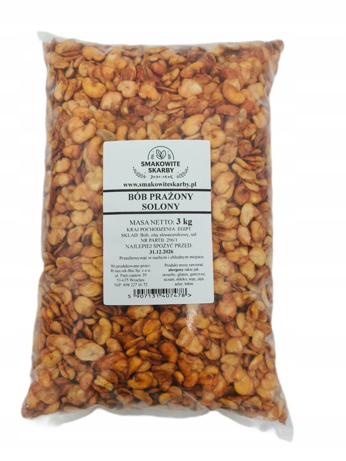 Bób prażony solony 3 kg Naturalna chrupiąca przekąska Chipsy z Bobu