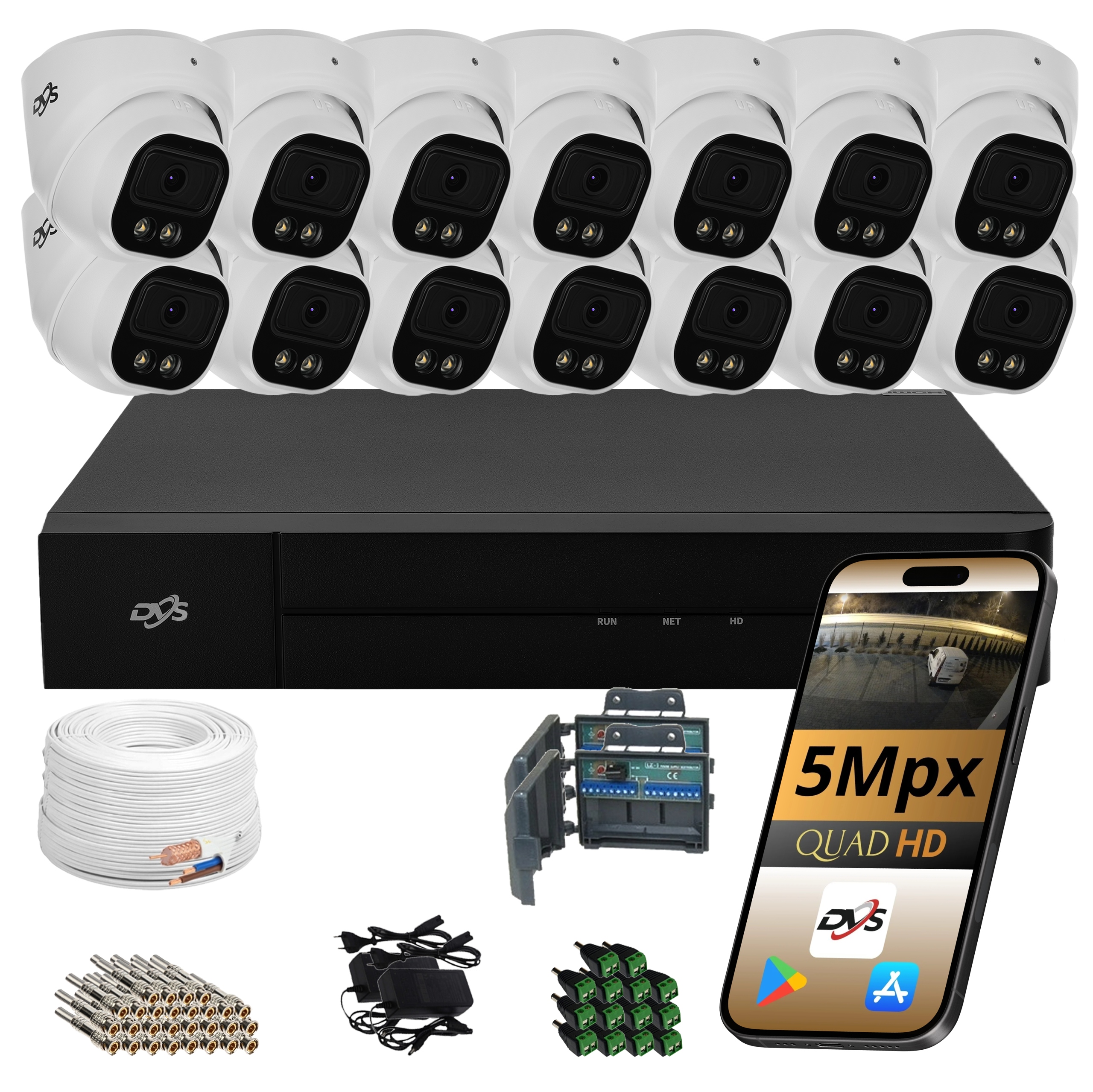 Analogový Monitoring 14 Kamer 5MPX Vnější Kopulovitý Bílý Náhled P2P