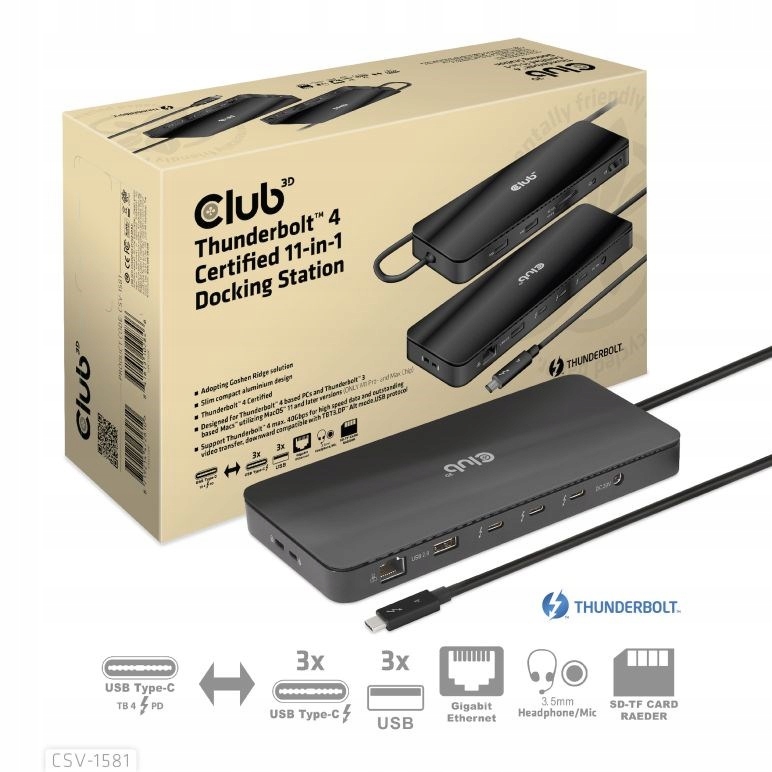 Club3D Dokovací stanice Usb-c 11v1, 2xDP, 3xUSB-C, 3xUSB, 1xRJ45, …